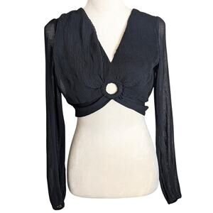 Cropped Black Semi-shear Festival Dark Romantic Top Women's Size Medium